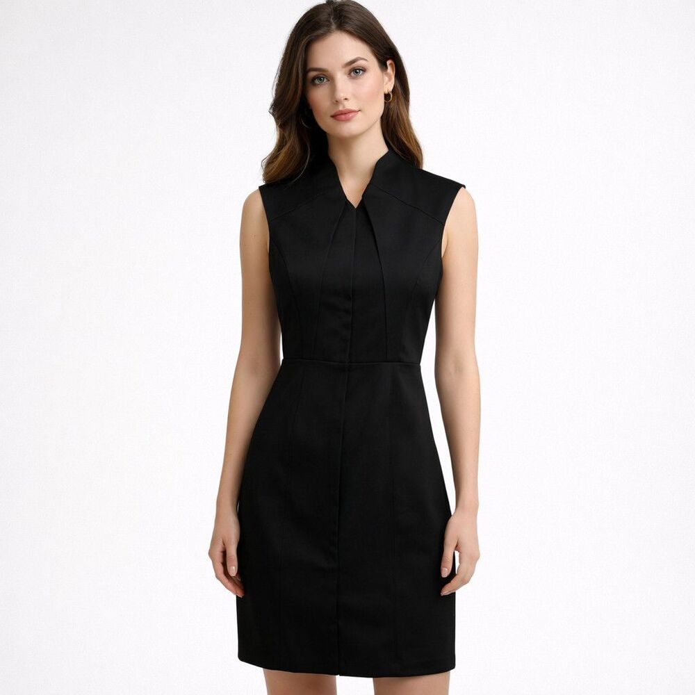 Tracy Reese Dress Womens 2 Black Sleeveless Sheath Cutout Back Zip Work Party